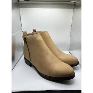 Riverberry Women's Size 7.5 Avery Zip Up Tan Ankle Boots Bootie Classic Boho